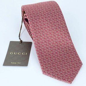 Brand New Authentic Men’s Gucci Horsebit Print Silk Tie With Tags